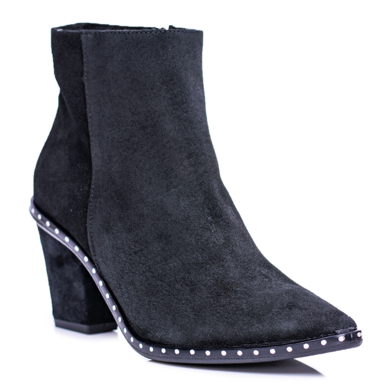 Deoni Botas femininas de couro com zíper preto Sonoma