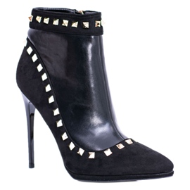 Botas femininas de salto alto com pregos Linden pretos Botas femininas de salto alto com pregos Linden pretos