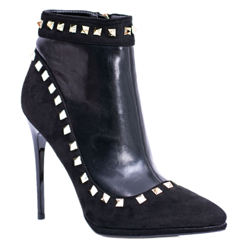 Botas femininas de salto alto com pregos Linden pretos Botas femininas de salto alto com pregos Linden pretos