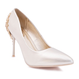 FB1 Sapatilhas femininas de ouro com decoração larento dourado FB1 Sapatilhas femininas de ouro com decoração larento dourado