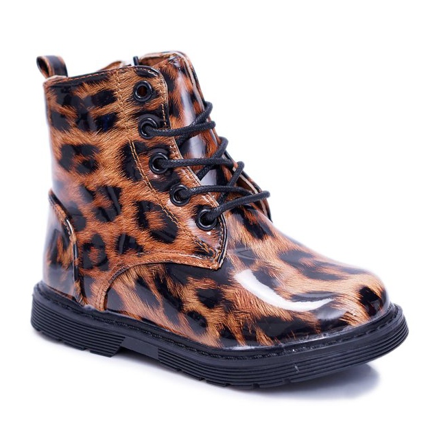 Botas infantis aquecidas com caçadores de peles Panterka Darsin castanho Botas infantis aquecidas com caçadores de peles Panterka Darsin castanho