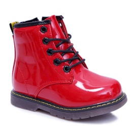 Botas infantis aquecidas com pele envernizada Botas vermelhas Debi vermelho