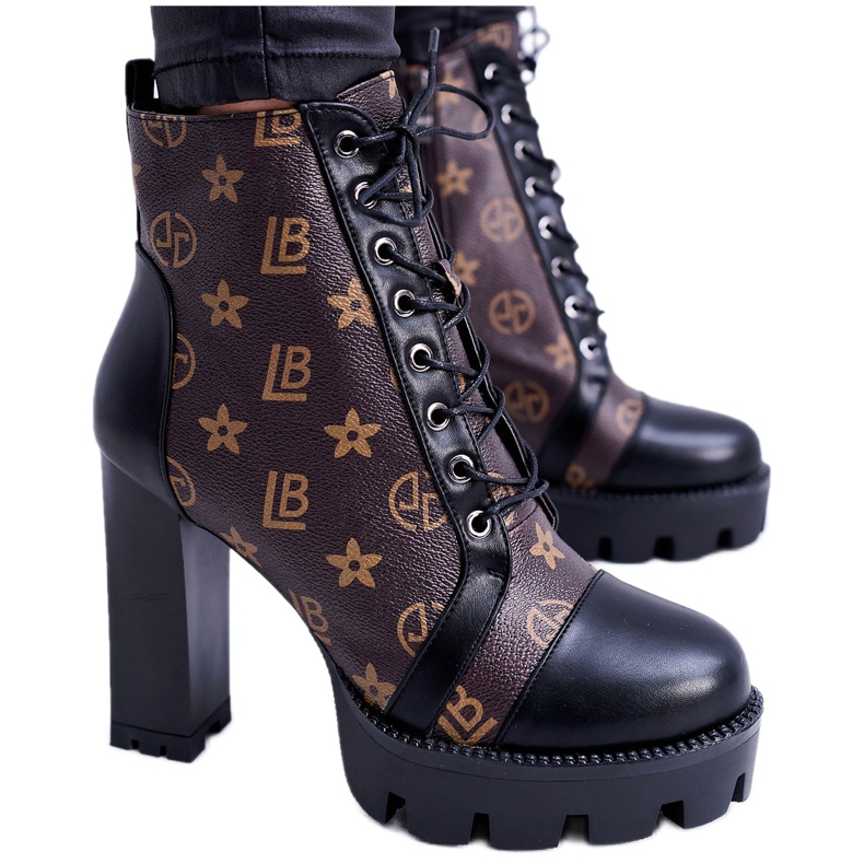 Botas femininas de salto alto Lu Boo Warmed Star Trail preto
