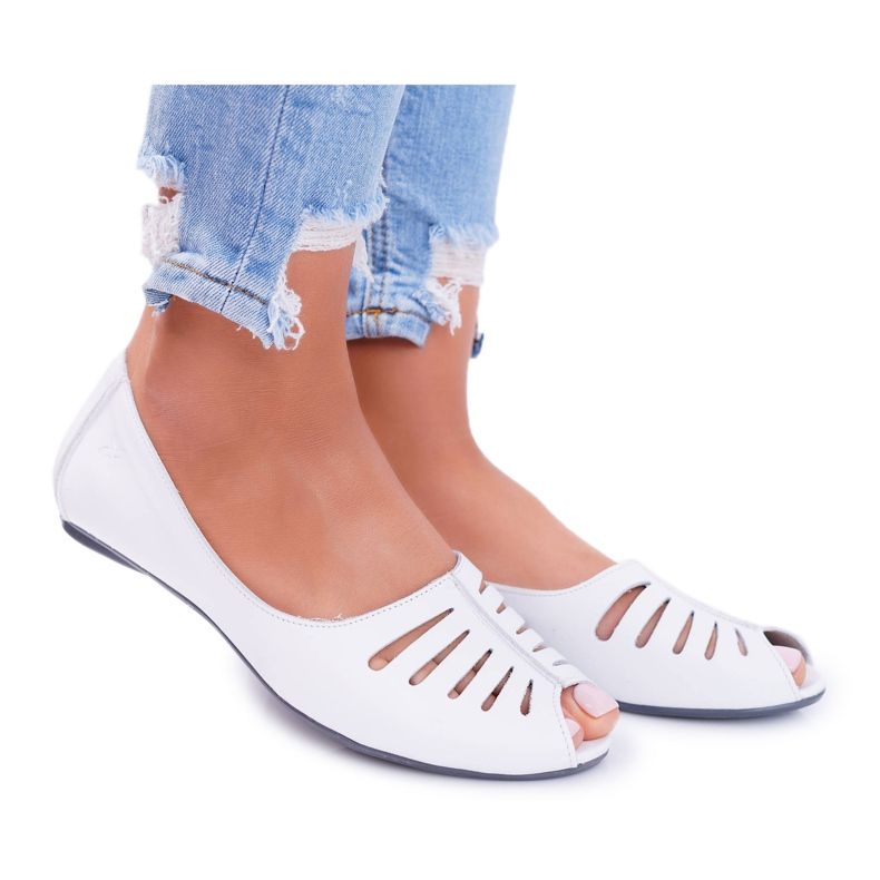 Feminino Ballerinas Maciejka Couro Open Toes 03497-59 branco