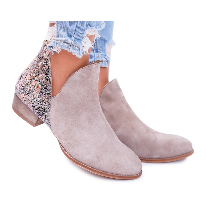 Botas rasteiras femininas Maciejka Spring Couro Bege 04091-04