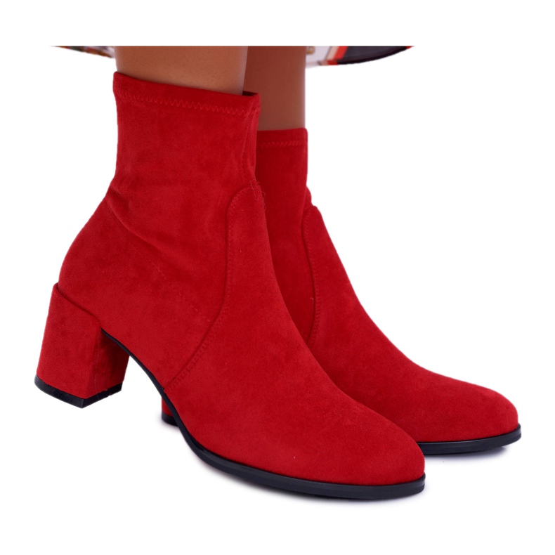 Botas femininas de salto alto Sergio Leone Slip-on vermelho LikeStar