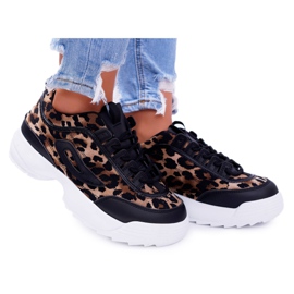 NFR Sapatos esportivos femininos pretos leopardo faqundo marrom multicolorido