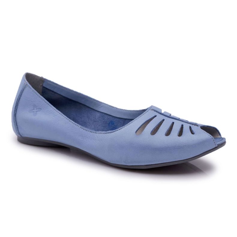 Feminino Ballerinas Maciejka Couro Azul Claro 03497-33