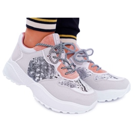 NFR Sapatos esportivos femininos com solado alto rosa pele de cobra chillout cinza NFR Sapatos esportivos femininos com solado alto rosa pele de cobra chillout cinza