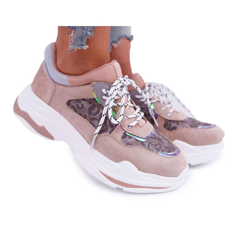 FC1 Calçados esportivos femininos com solado alto rosa cabana