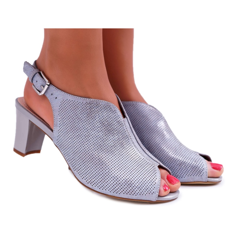 Sandálias femininas de salto alto Sergio Leone SK800 Gray Fanfara cinza