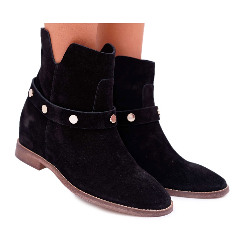 Botas femininas Laura Messi 1890 camurça couro preto Darmah