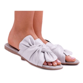 EVE Chinelos femininos com laço cinza no assento