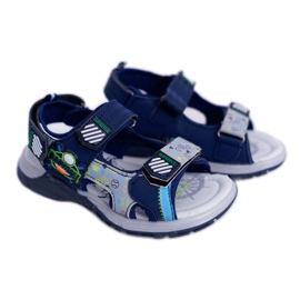 FRROCK Sandálias infantis juvenis para meninos com velcro azul marinho Reksio azul-marinho
