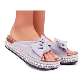 Chinelos femininos com arcos de sola grossa cinza Milady