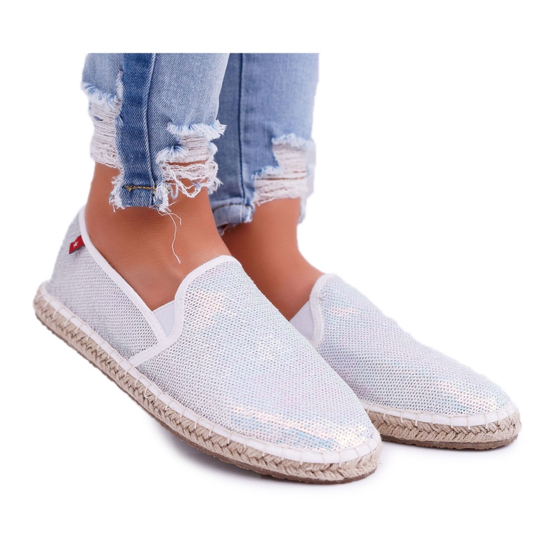 Big Star Alpercatas femininas com lantejoulas iridescentes brancas DD274A162 branco