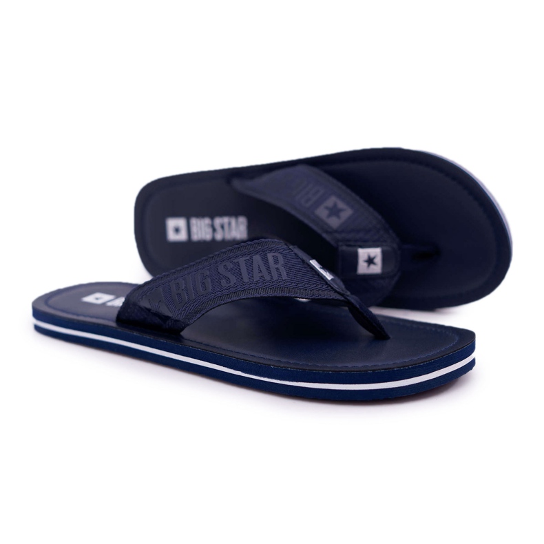 Chinelos masculinos flip-flops Big Star Navy Blue DD174676 azul marinho