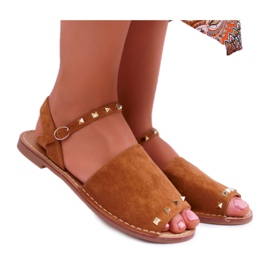 Sandálias Femininas Lu Boo Suede Camel Silena castanho