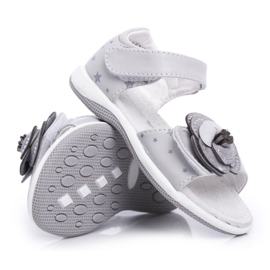 EVE Sandálias infantis com velcro para meninas flamenco cinza