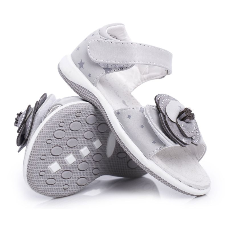 EVE Sandálias infantis com velcro para meninas flamenco cinza