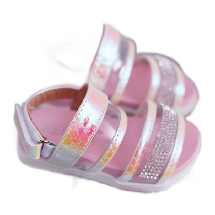 FRROCK Sandálias infantis com velcro para meninas Matylda rosa