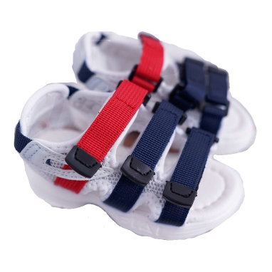 FRROCK Sandálias infantis com velcro para meninas meninos branco Fima vermelho azul marinho