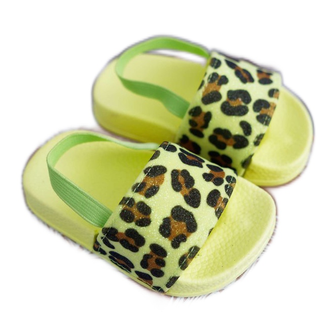 FRROCK Chinelos infantis femininos brocado leopardo lima rimia multicolorido verde