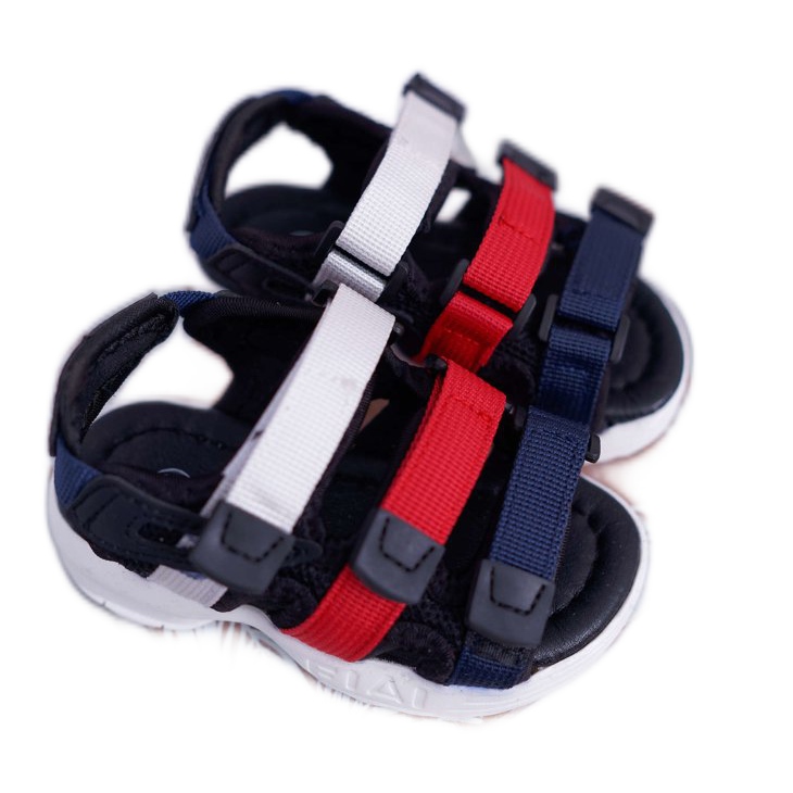 FRROCK Sandálias infantis com velcro para meninas meninos preto Fima