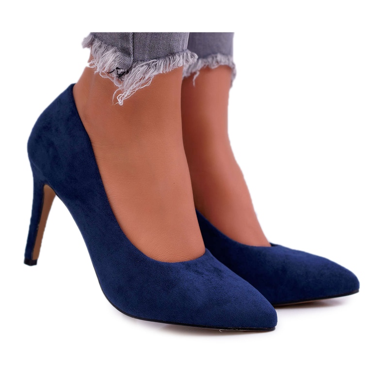 EVE Stilettos camurça feminino em Spitz azul marinho Kiss Me