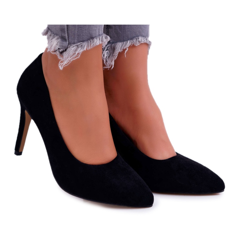 EVE Stilettos camurça feminino em Spitz Black Kiss Me preto