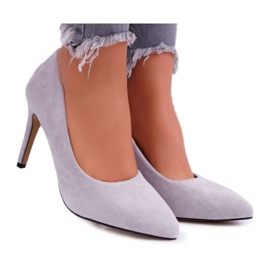 EVE Stilettos camurça feminino em cinza Spitz Kiss Me
