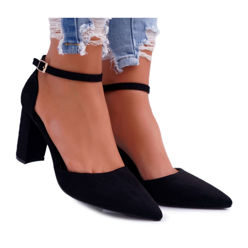 FRBS Sapatos femininos de salto alto preto Grette