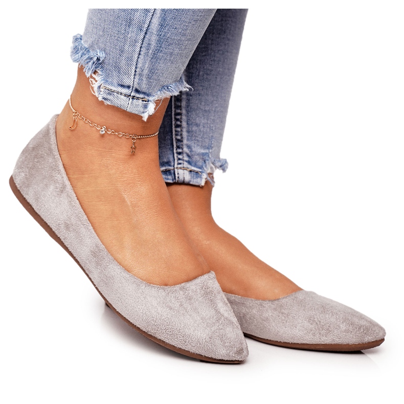 PS1 Bailarinas cinza feminino camurça Dermeno