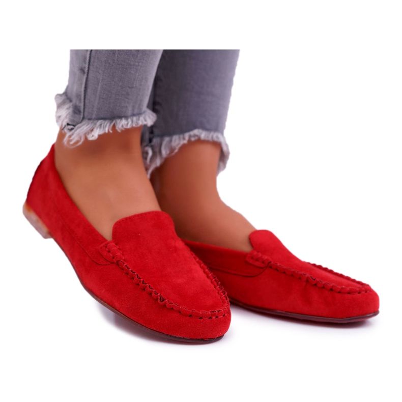 Mocassim feminino Sergio Leone camurça vermelho winted