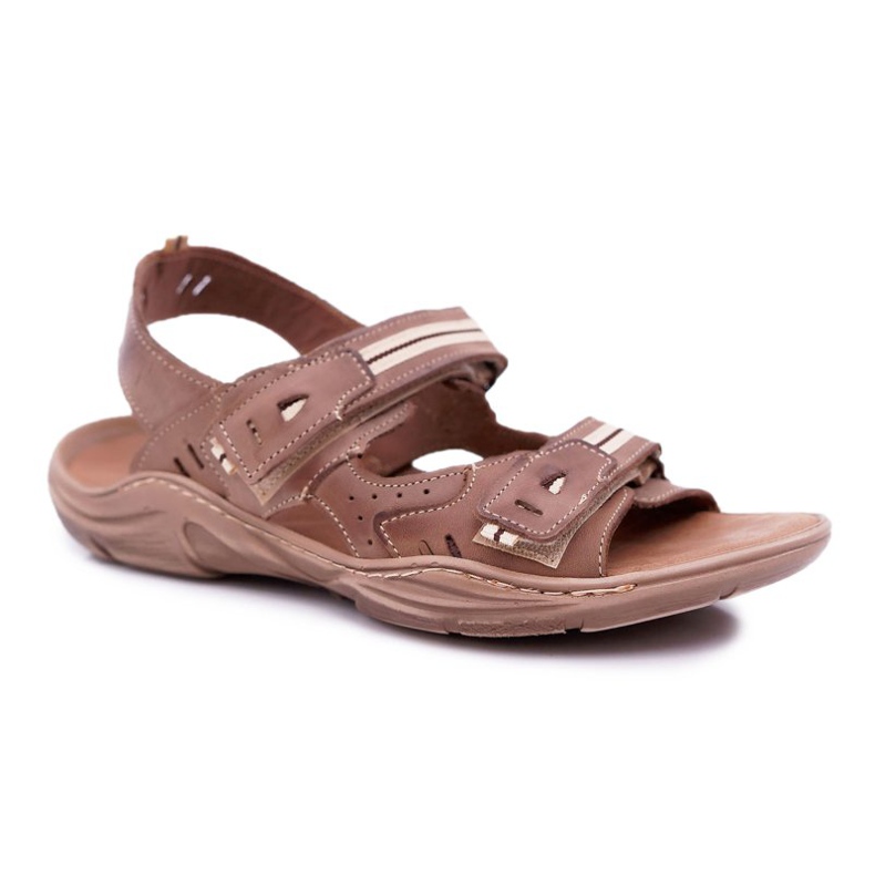 Mario Boschetti Sandálias Masculinas de Couro Marrom Lop castanho