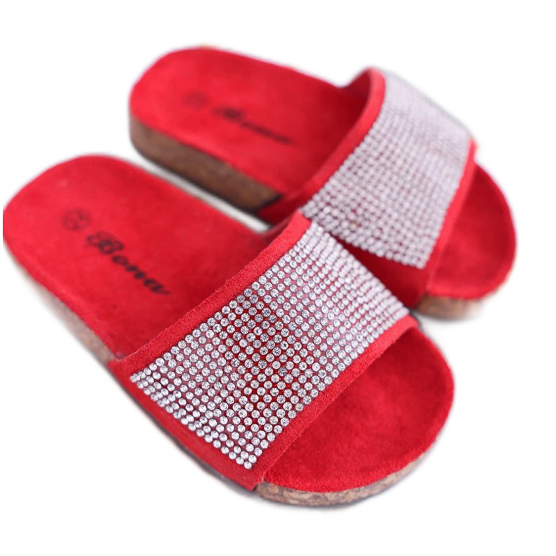 SEA Chinelos infantis vermelhos em cristais de cortiça Malena