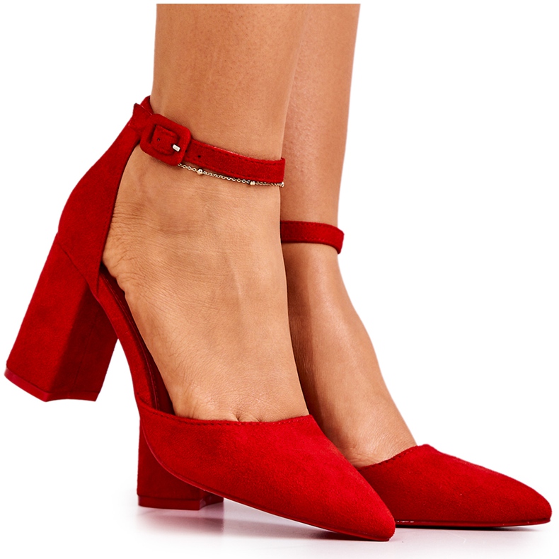 PS1 Sapatos femininos de salto alto camurça vermelha Harye vermelho