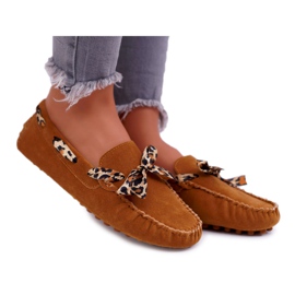 Mocassins femininos Lu Boo Confortável Camel Plummy marrom