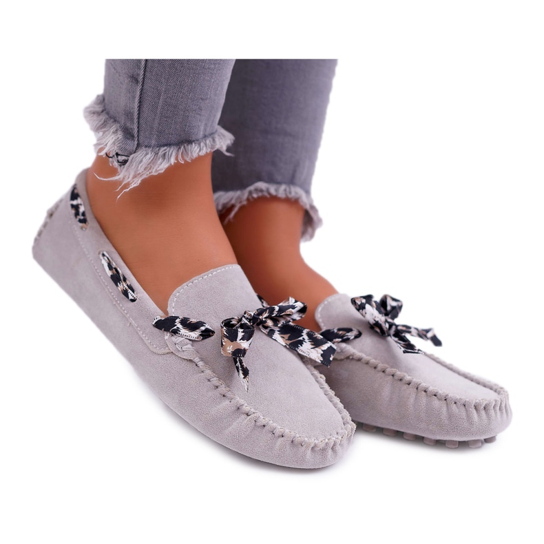 Mocassins Lu Boo Feminino Confortável Cinza Plummy