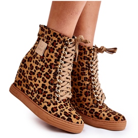 Tênis feminino Lu Boo Ouro Corrente Camurça Leopardo Monica bege marrom
