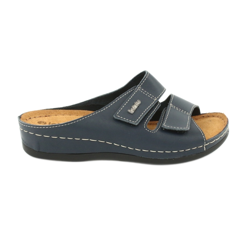 Slippers de couro feminino da Inblu 158d106 azul marinho