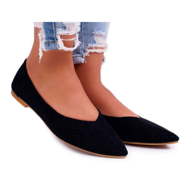 Bailarinas Lu Boo Feminino - Sobremesa Preta Aberta preto