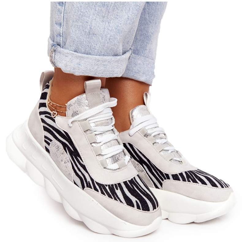 Calçados Esportivos Femininos Lu Boo Sola Grossa Cinza Prove!