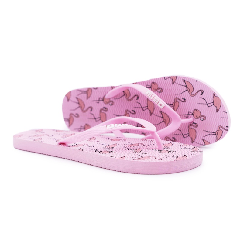 Chinelos femininos flip-flops Big Star Pink Flamingos AA274A176 rosa