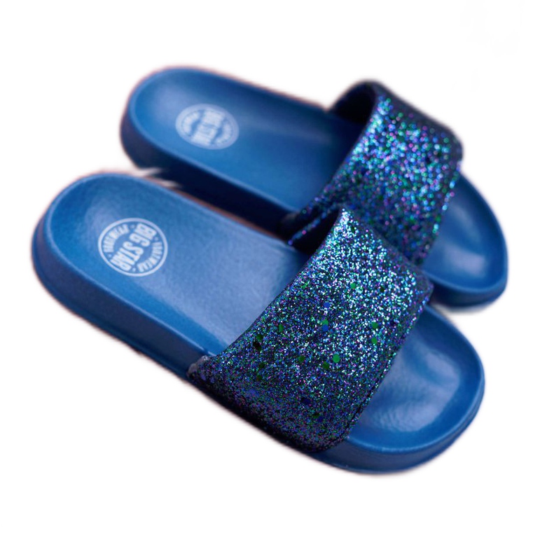 Chinelos Big Star infantis e juvenis de brocado azul marinho AA374089