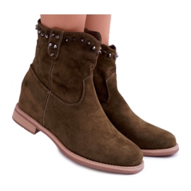 SEA Botas femininas com salto plano aquecido no tornozelo Olive Deminis verde