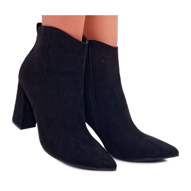 EVE Botas femininas de salto em camurça Spitz Black Summe preto