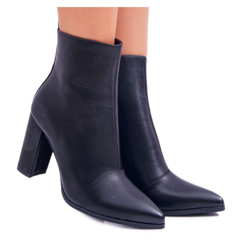 FRID Botas femininas de salto alto, zíper em Spitz Black Ferol preto