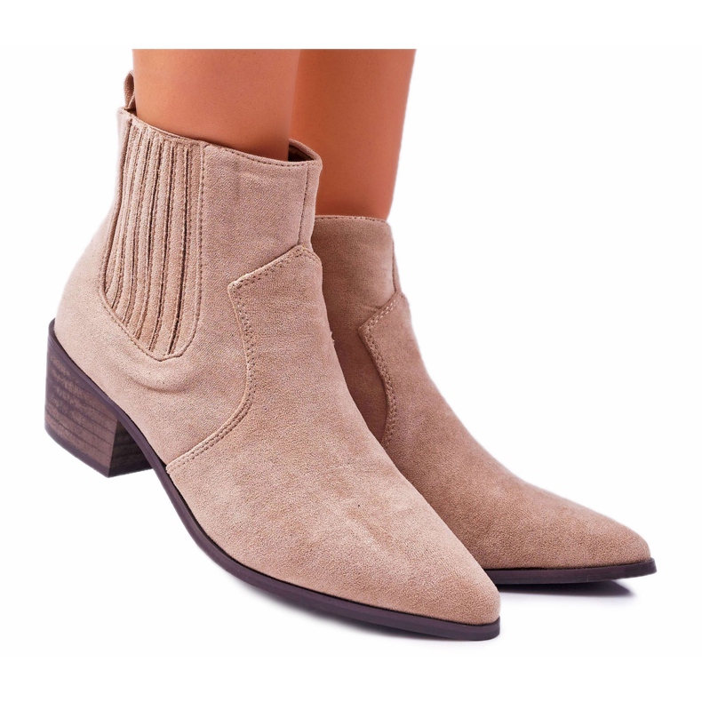 Botas femininas com salto liso Beige Umberco bege Botas femininas com salto liso Beige Umberco bege