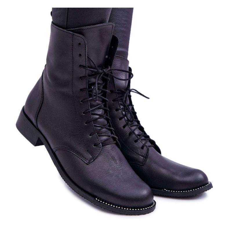 Botas femininas couro granulado Nicole 2315 Black The Island preto